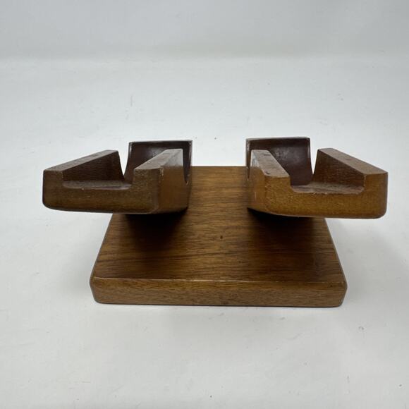 Decatur‎ Collection Genuine Walnut Double Pipe Smoking Pipe Stand - Picture 3 of 5
